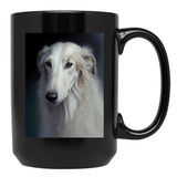 Borzoi - Oil Paint Black Coffee Mug, Gift Coffee Mug