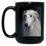 Borzoi - Oil Paint Black Coffee Mug, Gift Coffee Mug