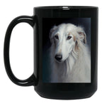 Borzoi - Oil Paint Black Coffee Mug, Gift Coffee Mug