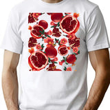 Botanical Pomegranate T-Shirt for Men & Women, T-Shirts Graphic Tee - White