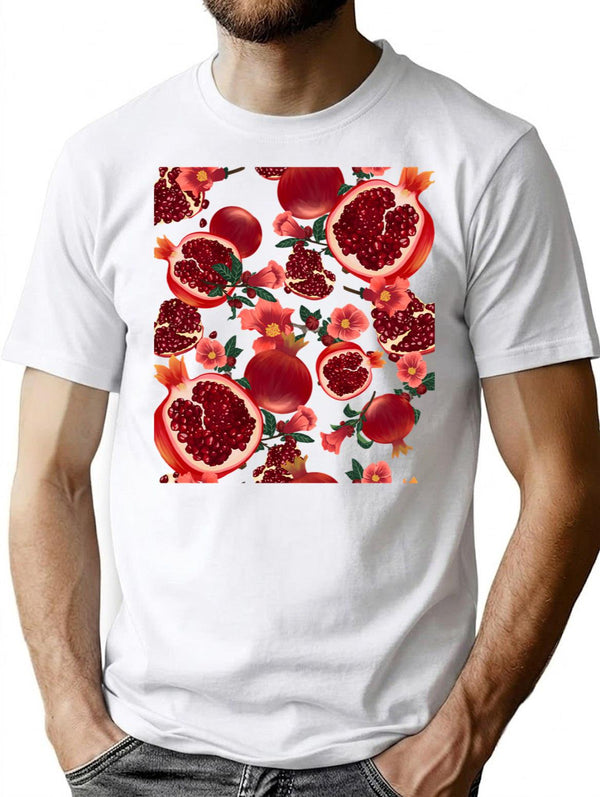 Botanical Pomegranate T-Shirt for Men & Women, T-Shirts Graphic Tee - White