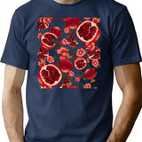 Botanical Pomegranate T-Shirt for Men & Women, T-Shirts Graphic Tee - Navy
