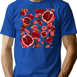 Botanical Pomegranate T-Shirt for Men & Women, T-Shirts Graphic Tee - Blue