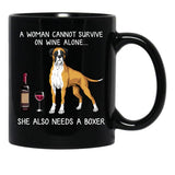 Boxer And Wine Funny Dog Black Coffee Mug, Gift Coffee Mug - Black
