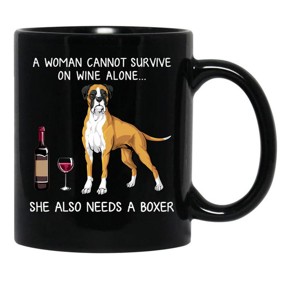 Boxer And Wine Funny Dog Black Coffee Mug, Gift Coffee Mug - Black