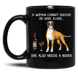 Boxer And Wine Funny Dog Black Coffee Mug, Gift Coffee Mug - Black