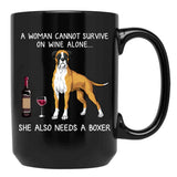 Boxer And Wine Funny Dog Black Coffee Mug, Gift Coffee Mug