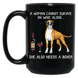 Boxer And Wine Funny Dog Black Coffee Mug, Gift Coffee Mug