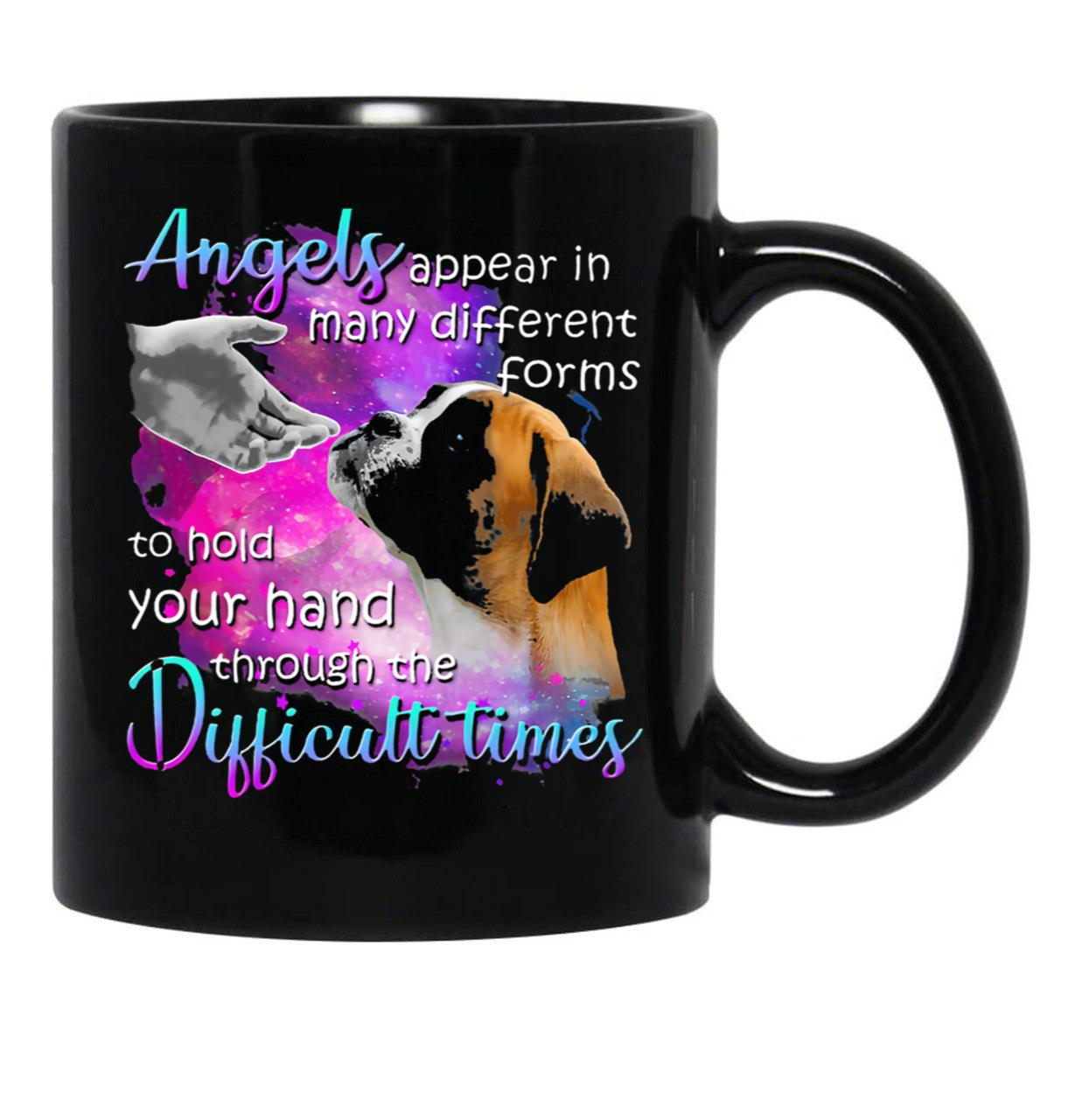 Boxer Angels Appear In Many Different Forms To Hold Your Hand Through The Difficult Things Black Coffee Mug - Black