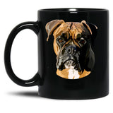 Boxer Dog Hand Drawn Digital Art Black Coffee Mug, Gift Coffee Mug - Black