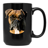 Boxer Dog Hand Drawn Digital Art Black Coffee Mug, Gift Coffee Mug