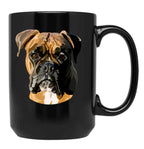 Boxer Dog Hand Drawn Digital Art Black Coffee Mug, Gift Coffee Mug