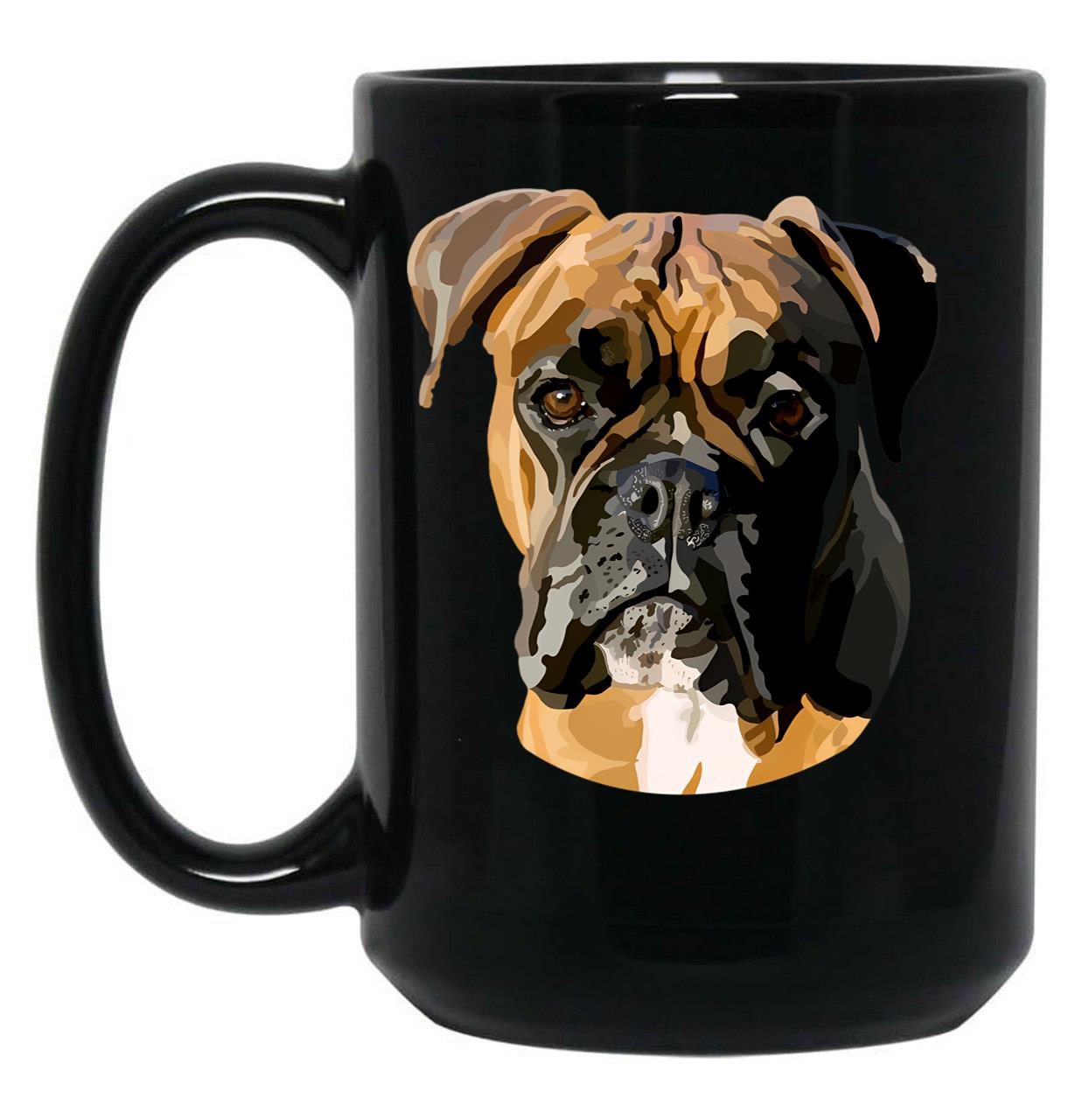 Boxer Dog Hand Drawn Digital Art Black Coffee Mug, Gift Coffee Mug