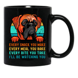 Boxer Dog I'Ll Be Watching You Every Snack You Make Black Coffee Mug, Gift Coffee Mug - Black