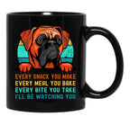 Boxer Dog I'Ll Be Watching You Every Snack You Make Black Coffee Mug, Gift Coffee Mug - Black