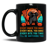 Boxer Dog I'Ll Be Watching You Every Snack You Make Black Coffee Mug, Gift Coffee Mug - Black