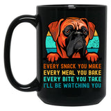 Boxer Dog I'Ll Be Watching You Every Snack You Make Black Coffee Mug, Gift Coffee Mug
