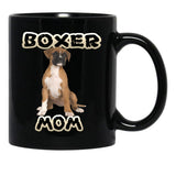 Boxer Dog Mom Mother Black Coffee Mug, Gift Coffee Mug - Black