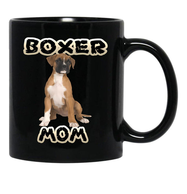 Boxer Dog Mom Mother Black Coffee Mug, Gift Coffee Mug - Black