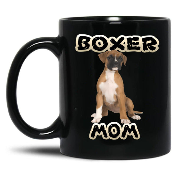 Boxer Dog Mom Mother Black Coffee Mug, Gift Coffee Mug - Black