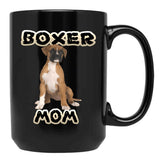 Boxer Dog Mom Mother Black Coffee Mug, Gift Coffee Mug