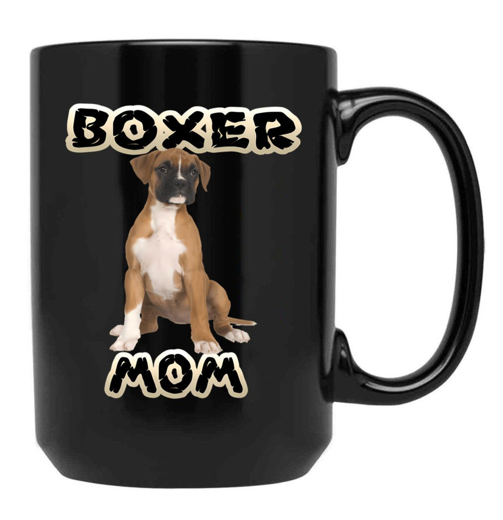 Boxer Dog Mom Mother Black Coffee Mug, Gift Coffee Mug