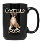 Boxer Dog Mom Mother Black Coffee Mug, Gift Coffee Mug