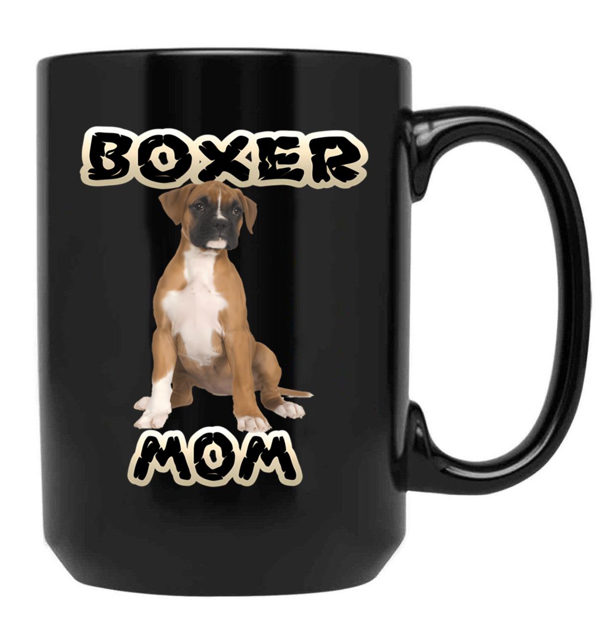Boxer Dog Mom Mother Black Coffee Mug, Gift Coffee Mug