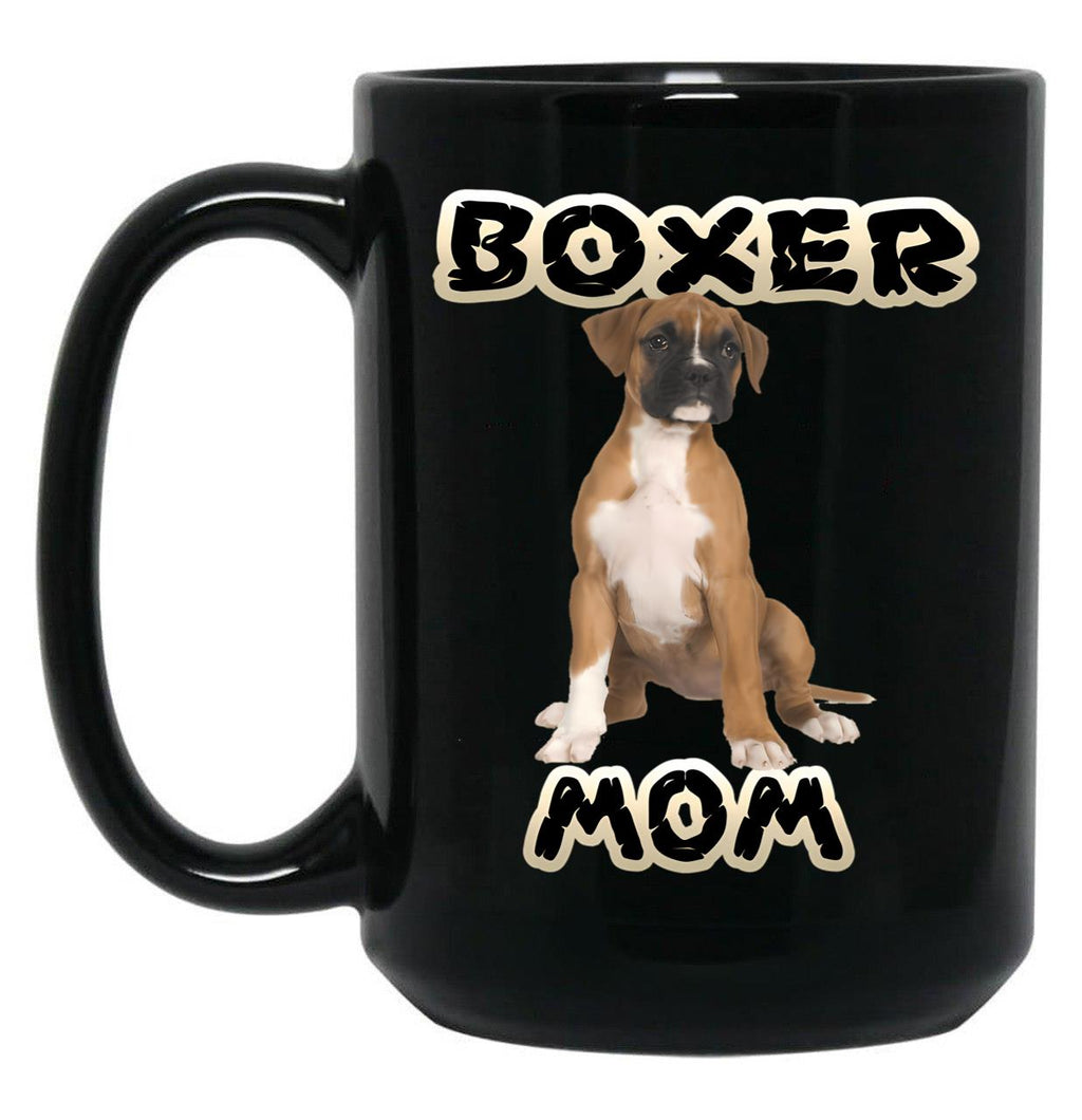 Boxer Dog Mom Mother Black Coffee Mug, Gift Coffee Mug