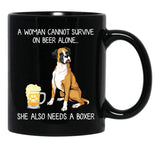 Boxer Mom And Beer Funny Dog Gift Black Coffee Mug, Gift Coffee Mug - Black