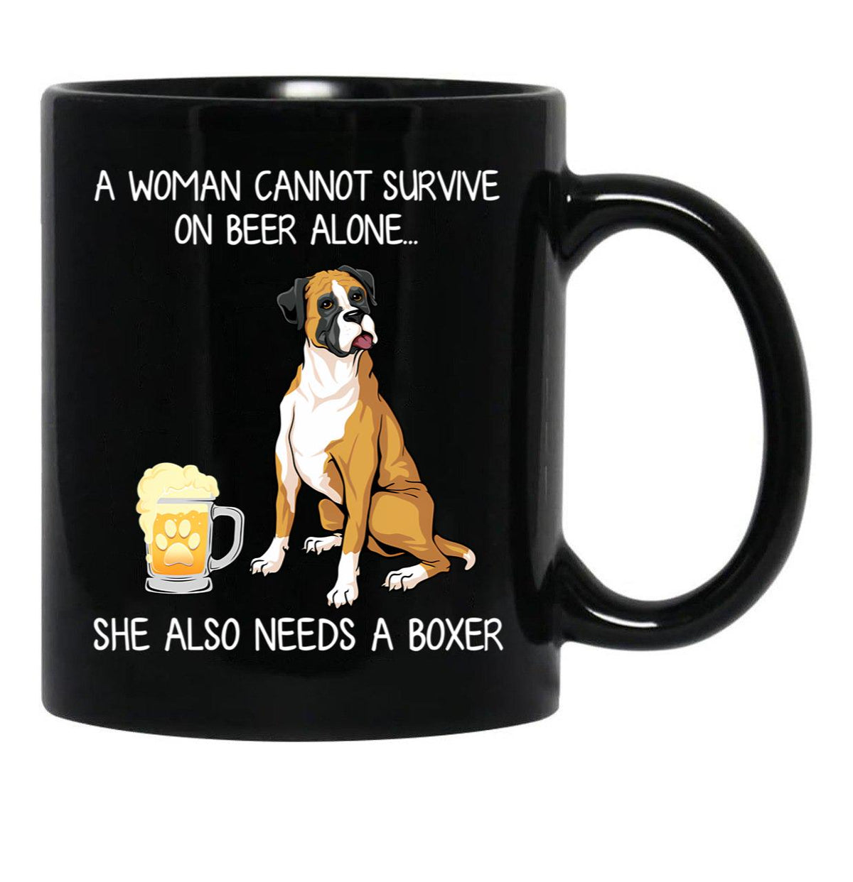Boxer Mom And Beer Funny Dog Gift Black Coffee Mug, Gift Coffee Mug - Black