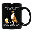 Boxer Mom And Beer Funny Dog Gift Black Coffee Mug, Gift Coffee Mug - Black