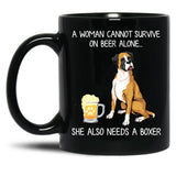 Boxer Mom And Beer Funny Dog Gift Black Coffee Mug, Gift Coffee Mug - Black