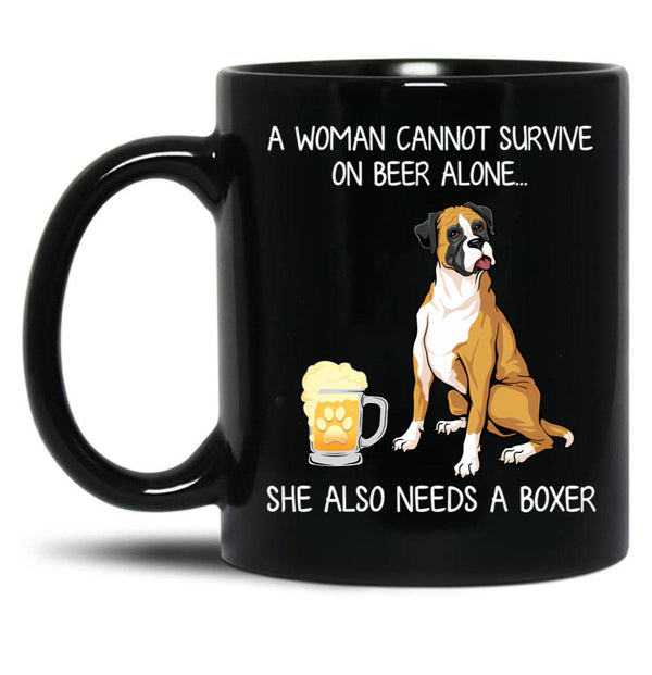 Boxer Mom And Beer Funny Dog Gift Black Coffee Mug, Gift Coffee Mug - Black