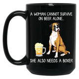 Boxer Mom And Beer Funny Dog Gift Black Coffee Mug, Gift Coffee Mug