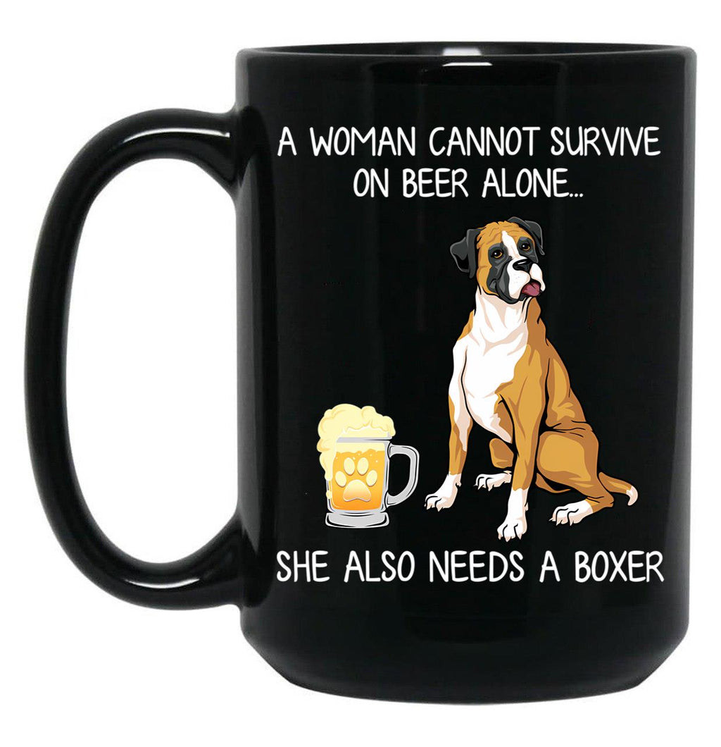 Boxer Mom And Beer Funny Dog Gift Black Coffee Mug, Gift Coffee Mug