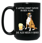 Boxer Mom And Beer Funny Dog Gift Black Coffee Mug, Gift Coffee Mug