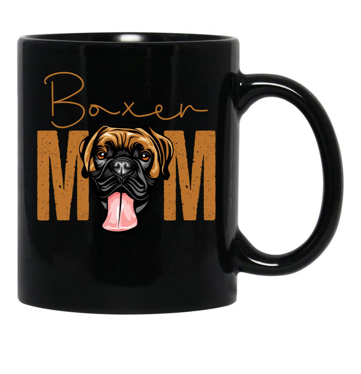 Boxer Mom Dog Mom Shirt Gift Idea For Boxer Owner Slim Fit T-Shirt Black Coffee Mug, Gift Coffee Mug - Black