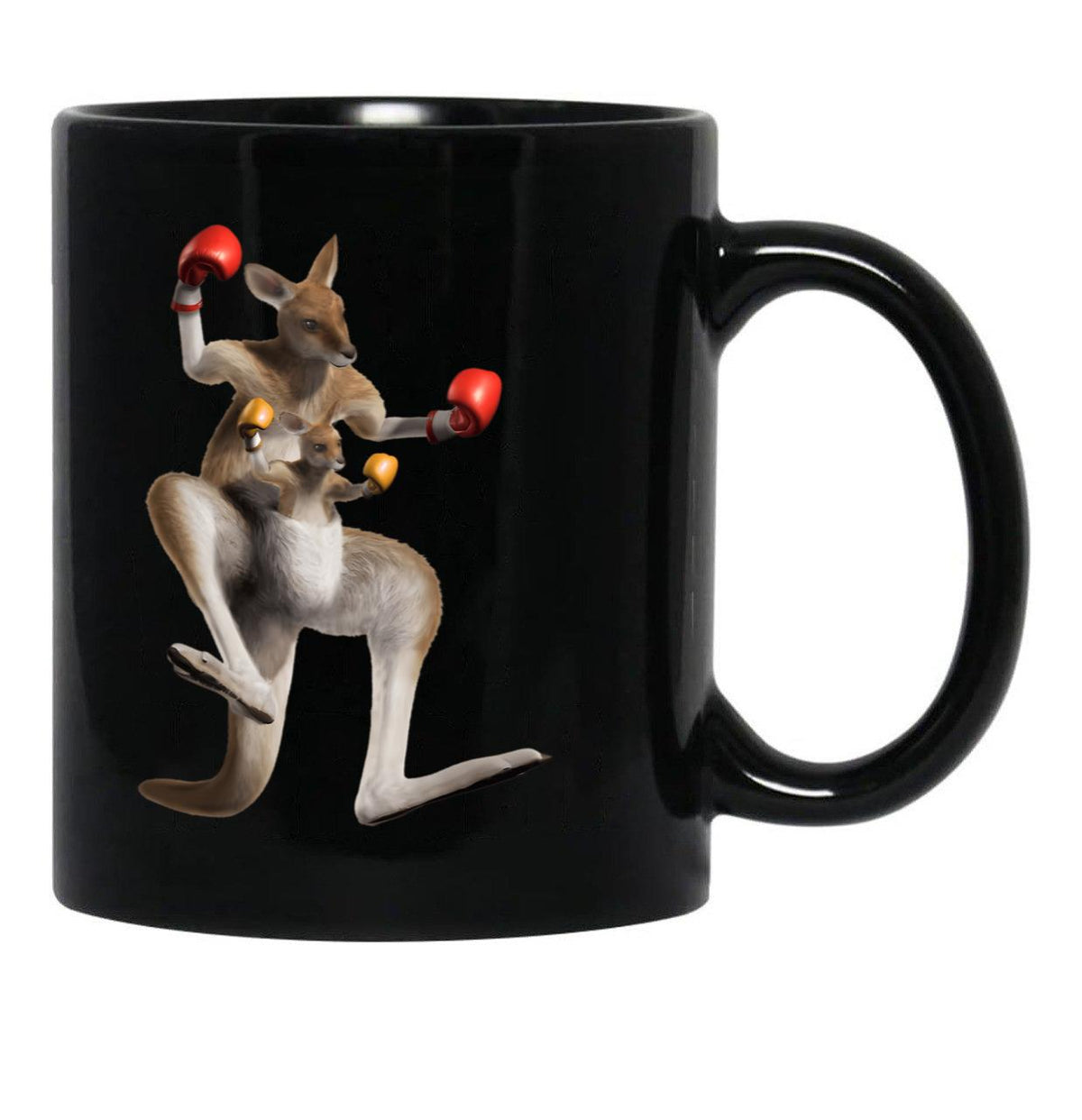 Boxing Kangaroo Australia G'Day Mate Black Coffee Mug, Gift Coffee Mug - Black