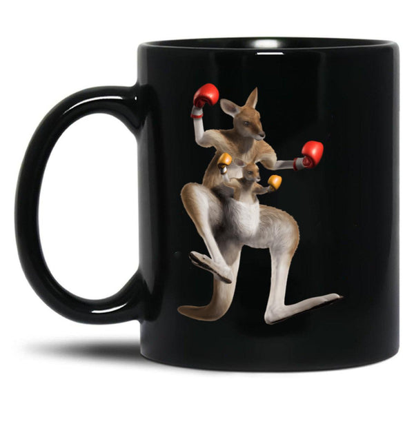 Boxing Kangaroo Australia G'Day Mate Black Coffee Mug, Gift Coffee Mug - Black