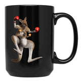 Boxing Kangaroo Australia G'Day Mate Black Coffee Mug, Gift Coffee Mug
