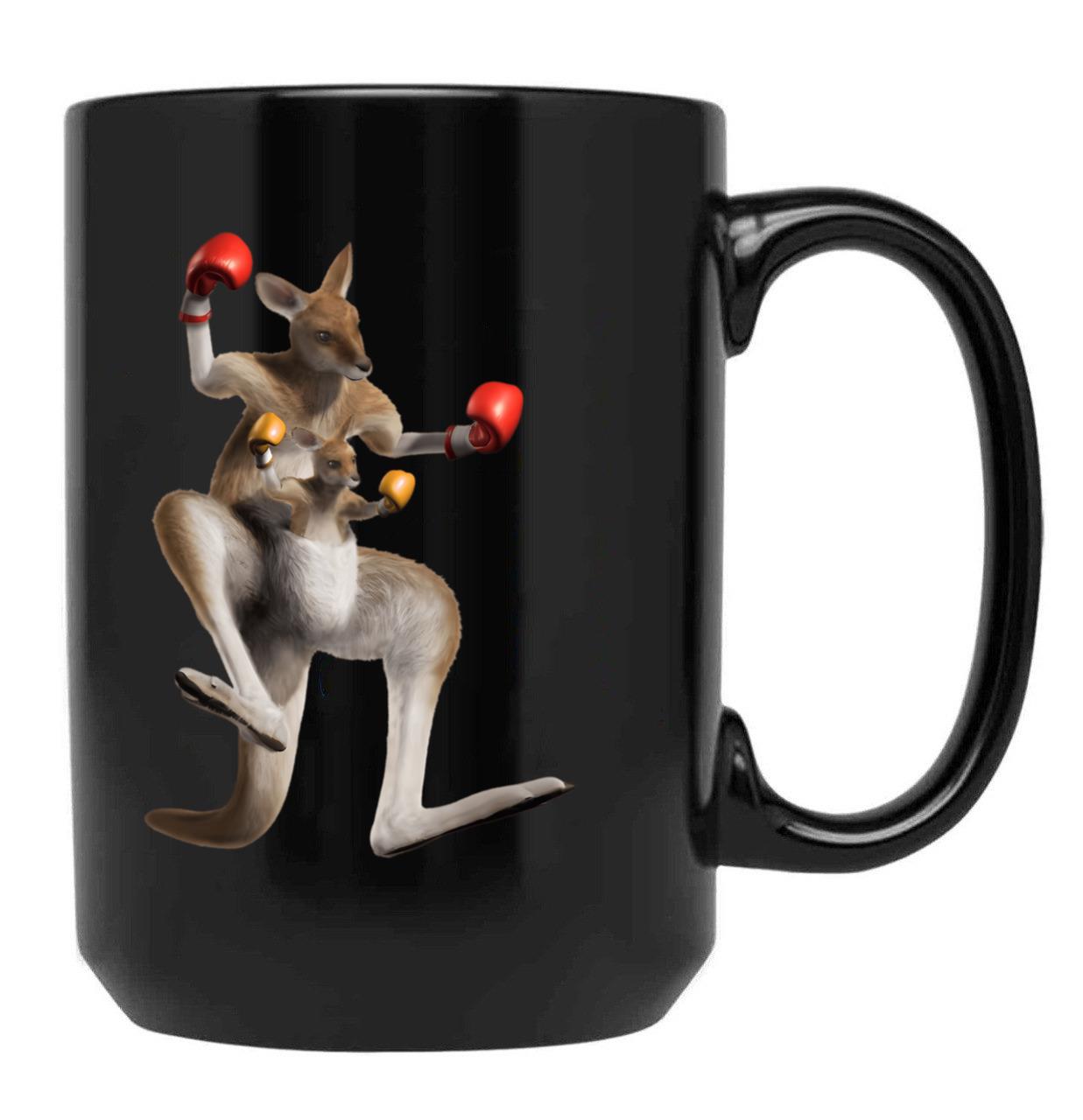 Boxing Kangaroo Australia G'Day Mate Black Coffee Mug, Gift Coffee Mug