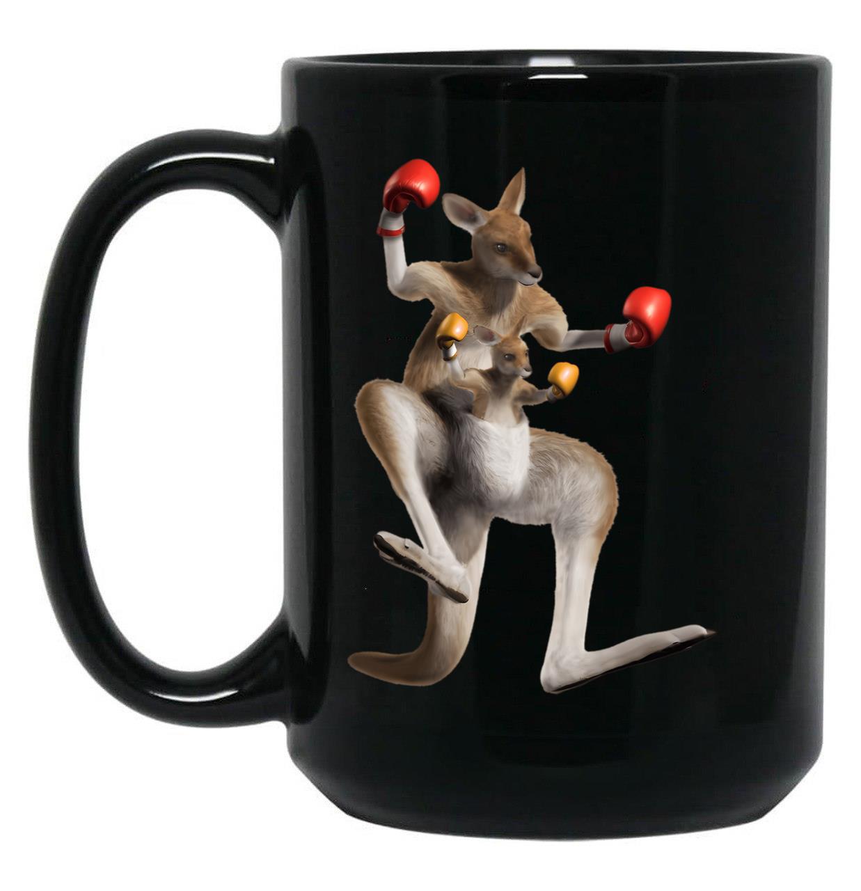 Boxing Kangaroo Australia G'Day Mate Black Coffee Mug, Gift Coffee Mug
