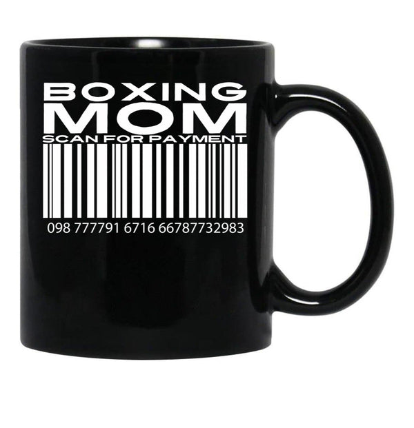 Boxing Mom Scan For Payment Black Coffee Mug, Gift Coffee Mug - Black