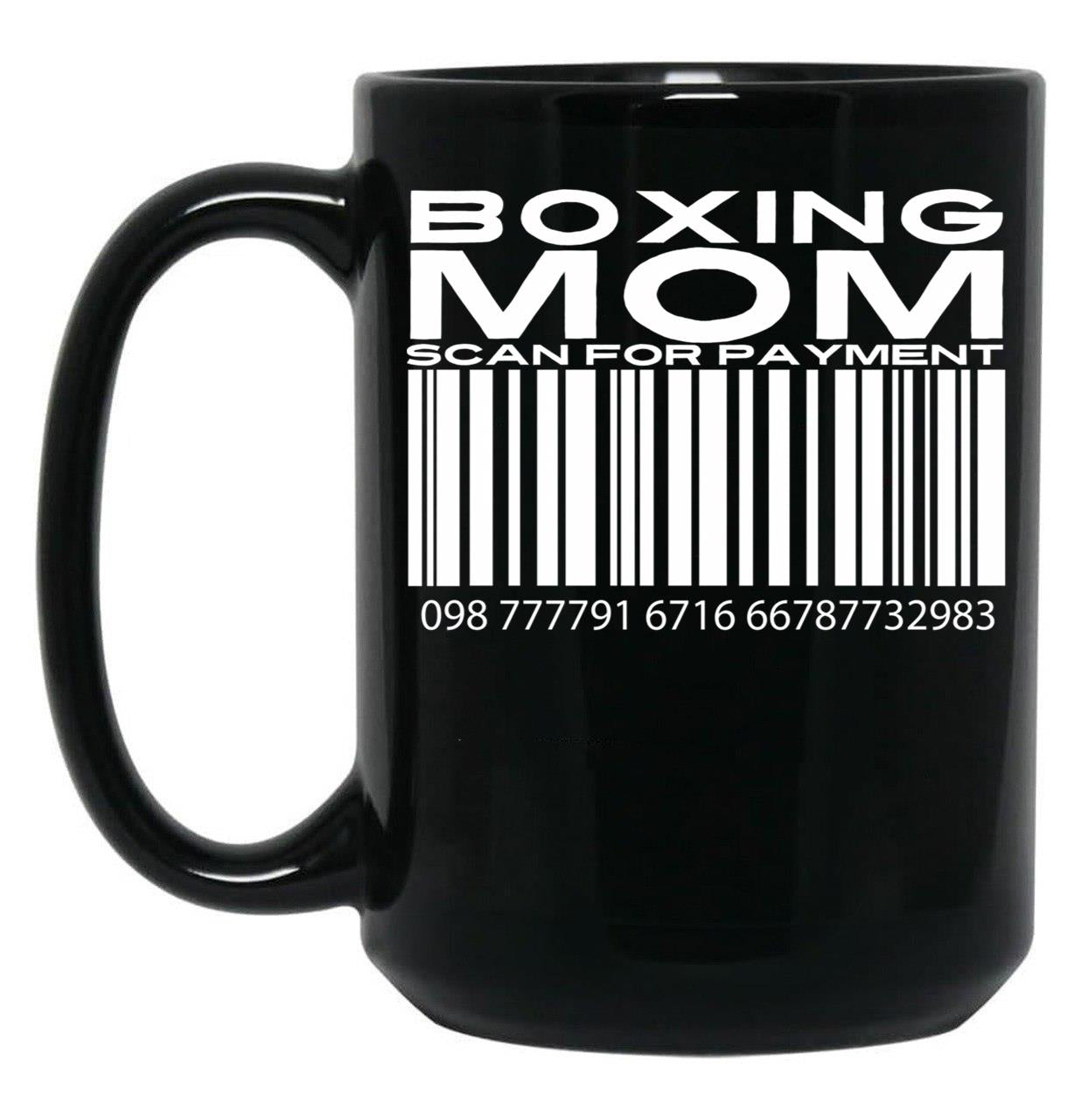Boxing Mom Scan For Payment Black Coffee Mug, Gift Coffee Mug