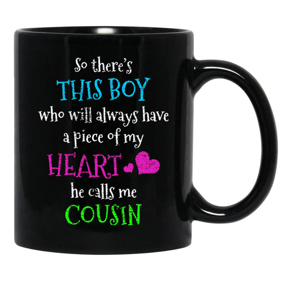 Boy Cousin Family Heart Mug Black Coffee Mug - Black