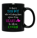 Boy Cousin Family Heart Mug Black Coffee Mug - Black