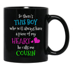 Boy Cousin Family Heart Mug Black Coffee Mug - Black