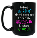 Boy Cousin Family Heart Mug Black Coffee Mug