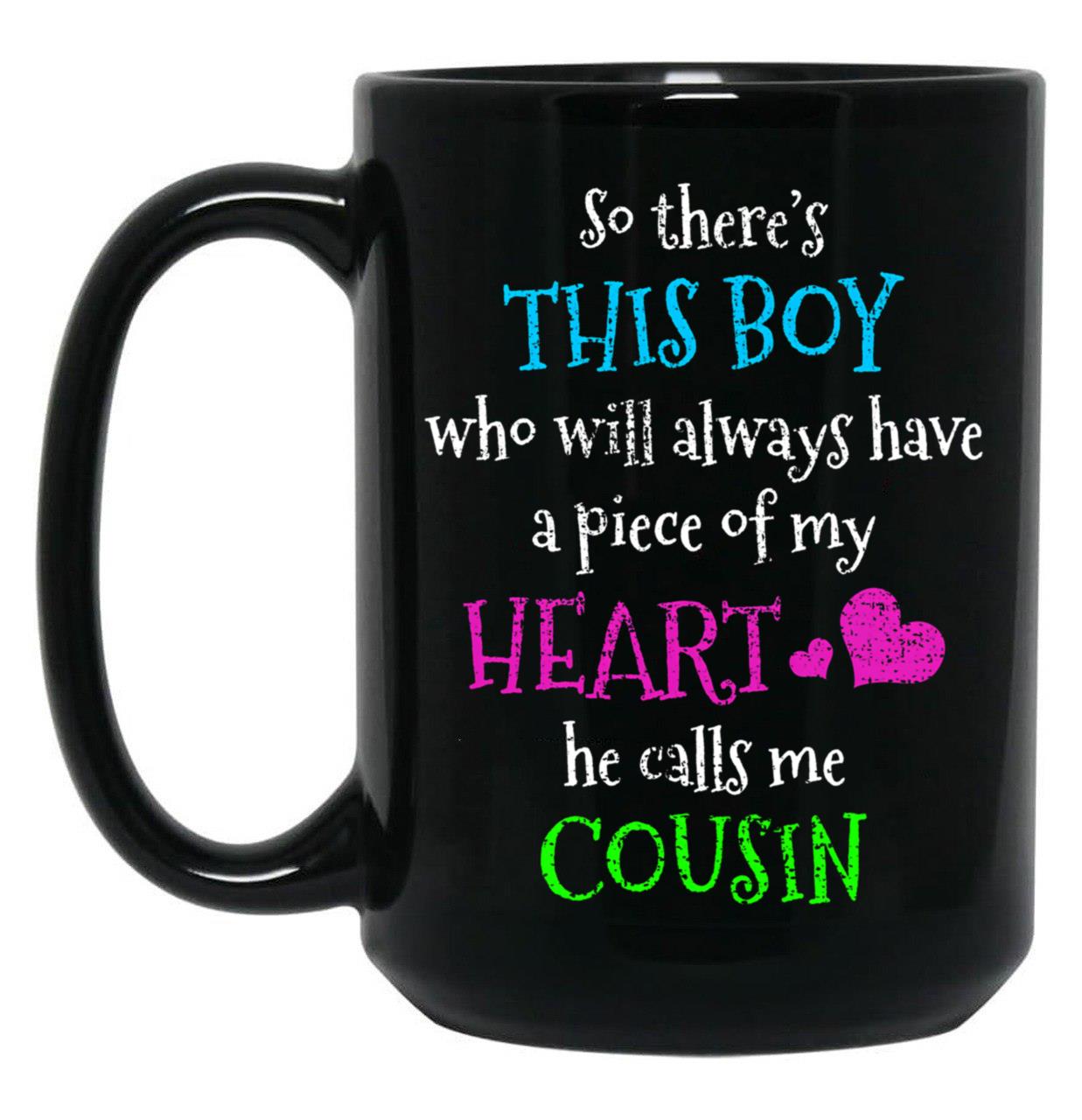 Boy Cousin Family Heart Mug Black Coffee Mug